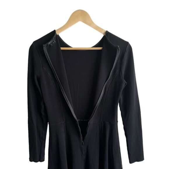 Theory Tillora Long-Sleeve Flare-Skirt Dress Size 6 Black - Picture 5 of 8